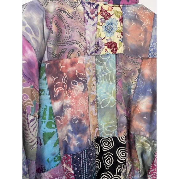 Vintage Patchwork Jacket Medium Mixed Media Boho Chic Tapestry Art Colorful - Picture 8 of 11